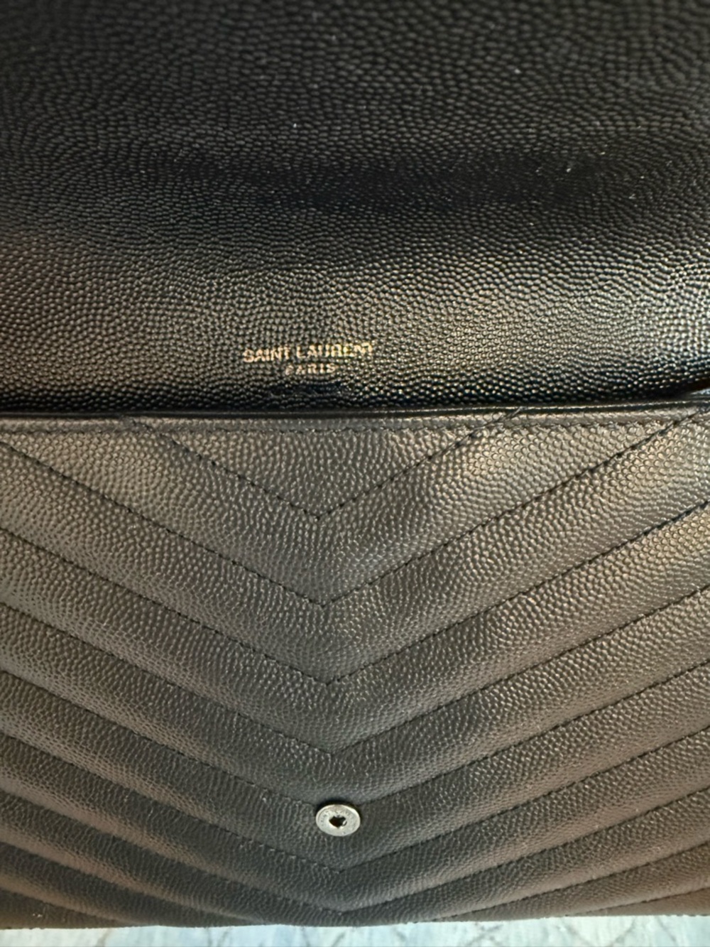 Saint Laurent (YSL) Cassandre Matelassé Flap Pouch - All Black - Picture 9 of 12